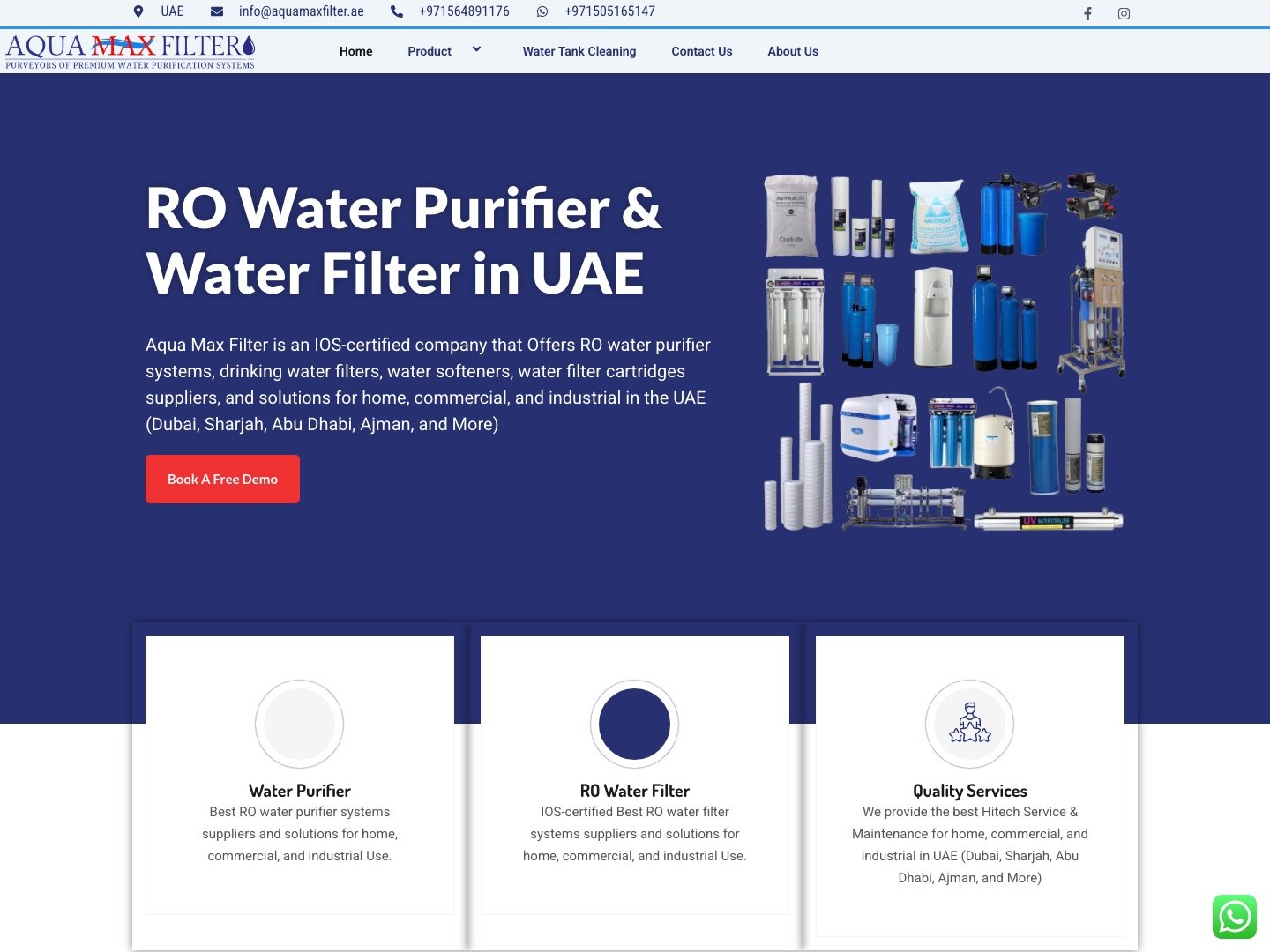 aquamaxfilter.ae homepage