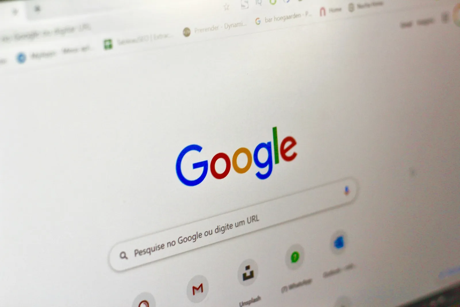 Computer screen showing the Google search homepage